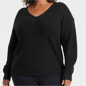 Lane Bryant black v-neck sweater layering cozy v neck pullover